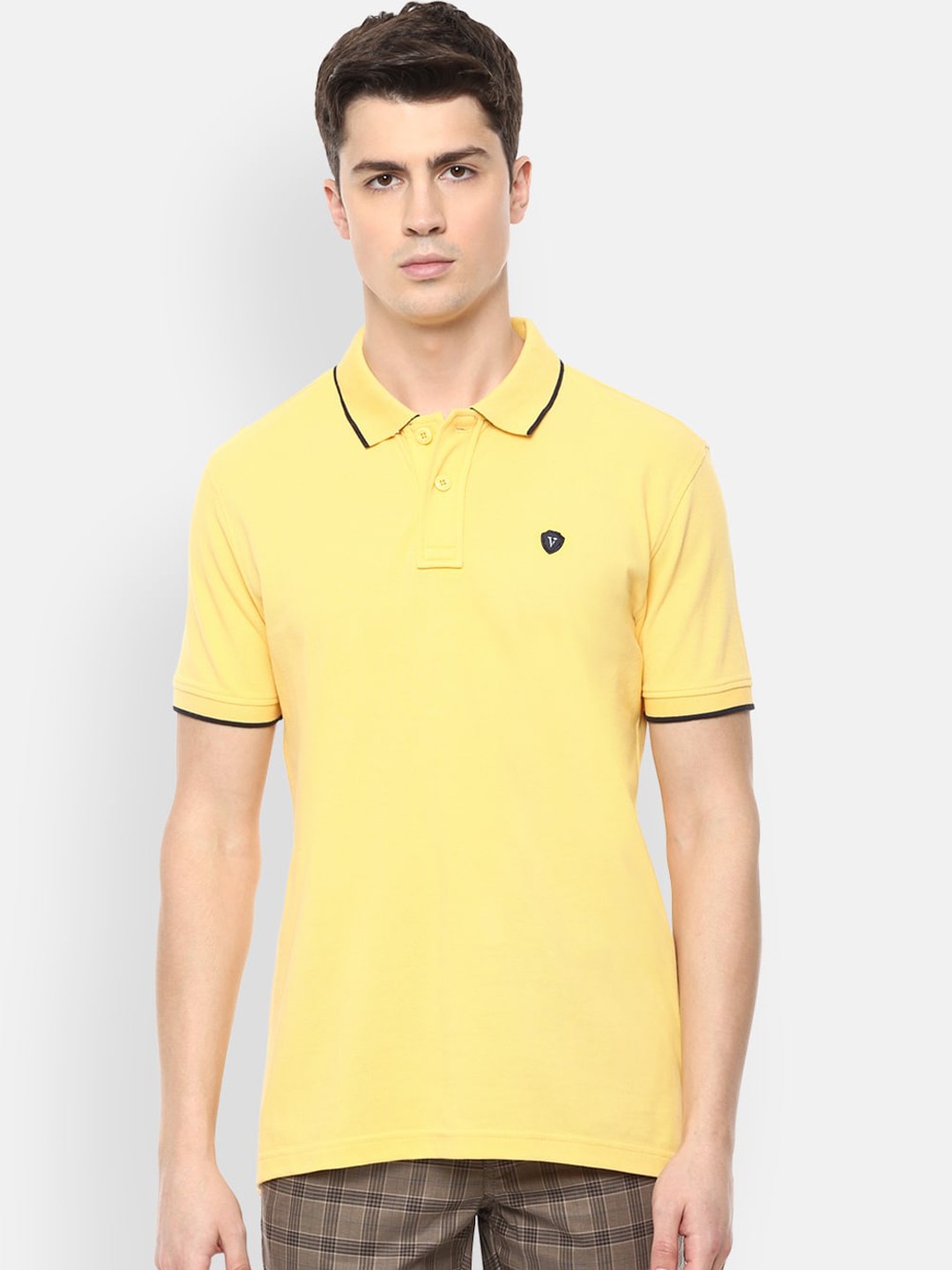 

Van Heusen Sport Men Yellow Solid Polo Collar Pure Cotton T-shirt