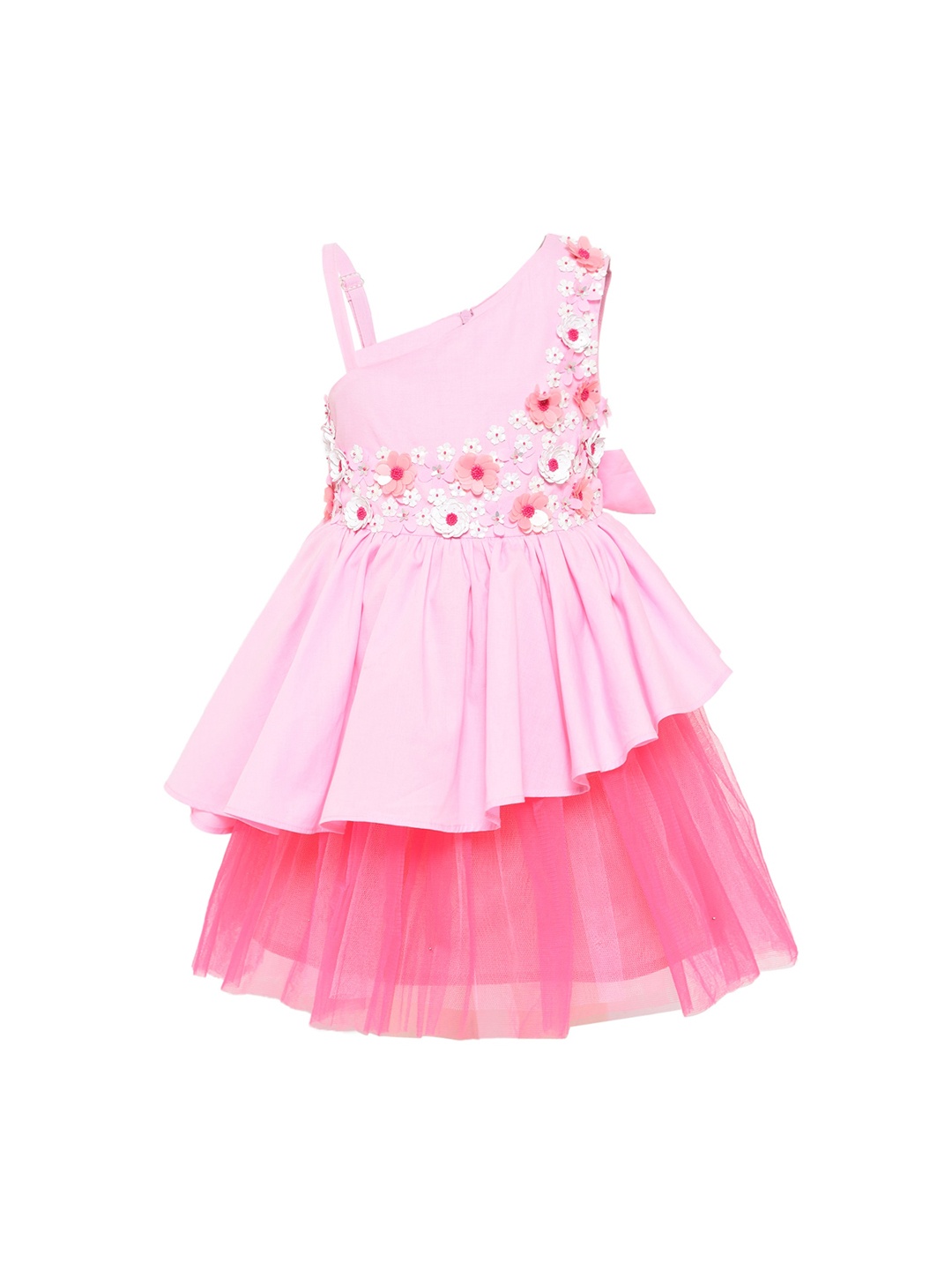 A Little Fable Girls Pink Embellished Fit and Flare Dress
