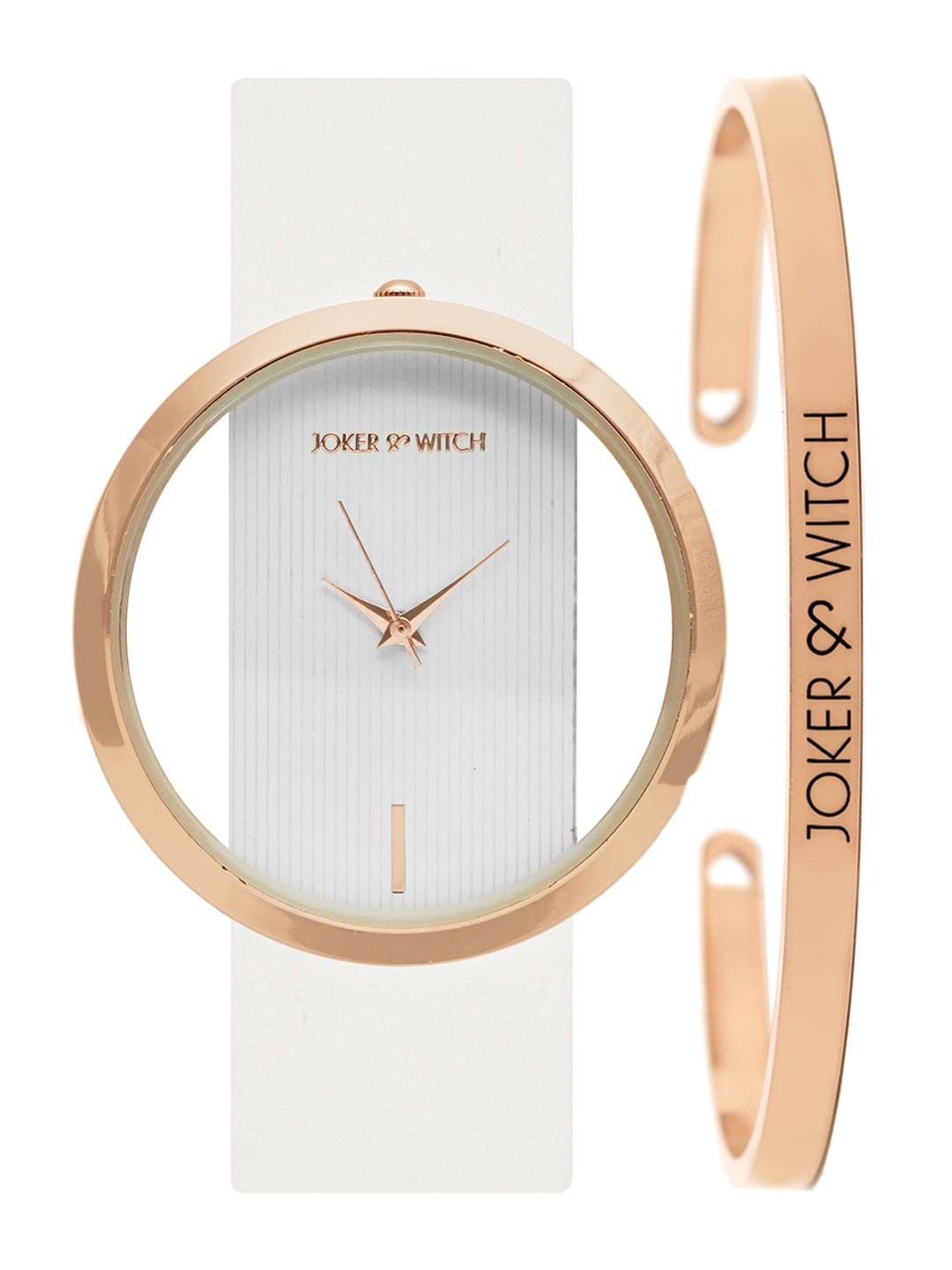 

JOKER & WITCH Women White & Rose Gold-Toned Vanilla Glitz Watch & Bracelet Gift Set