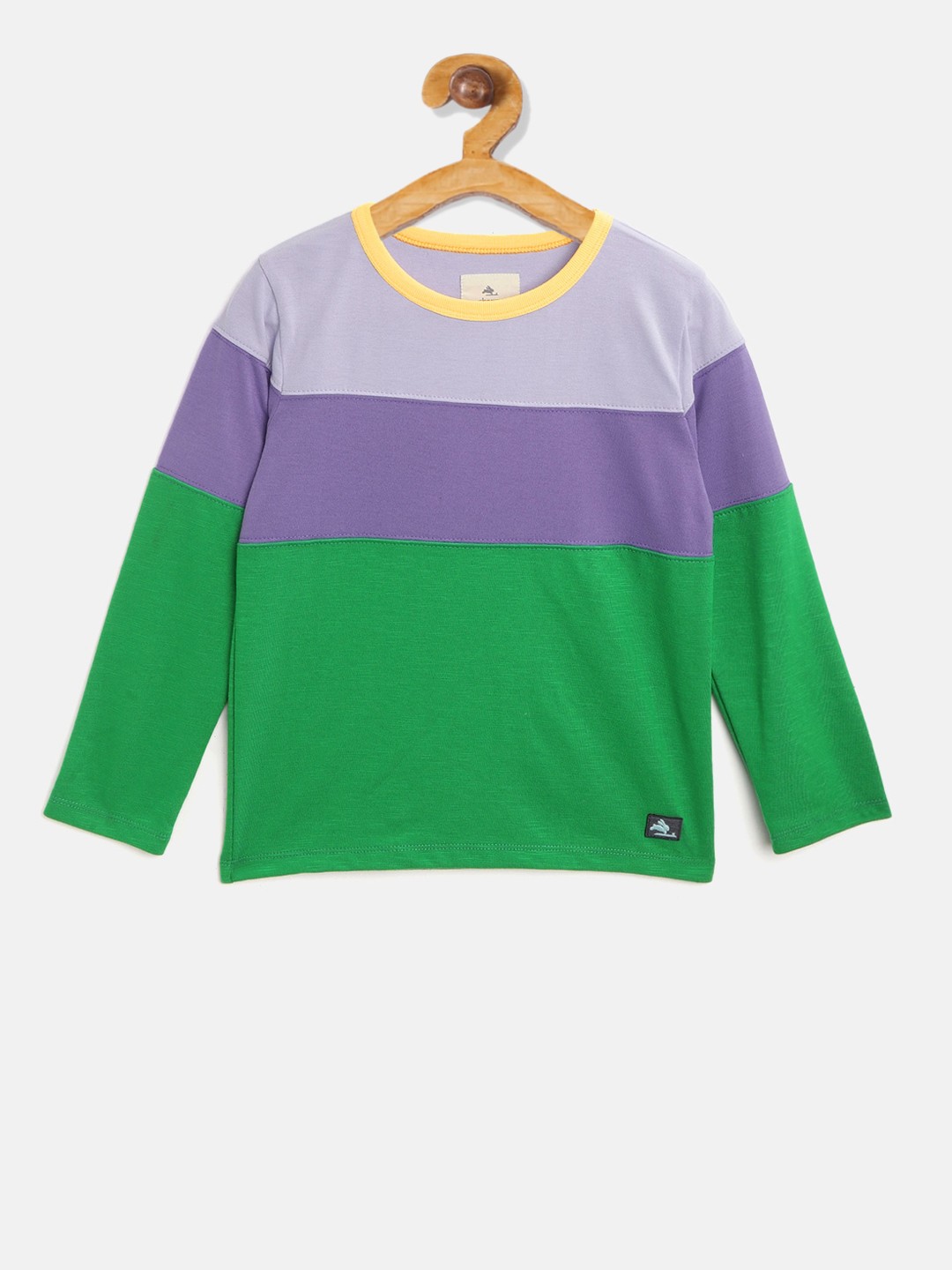 

Cherry Crumble Boys Green Colourblocked Round Neck T-shirt