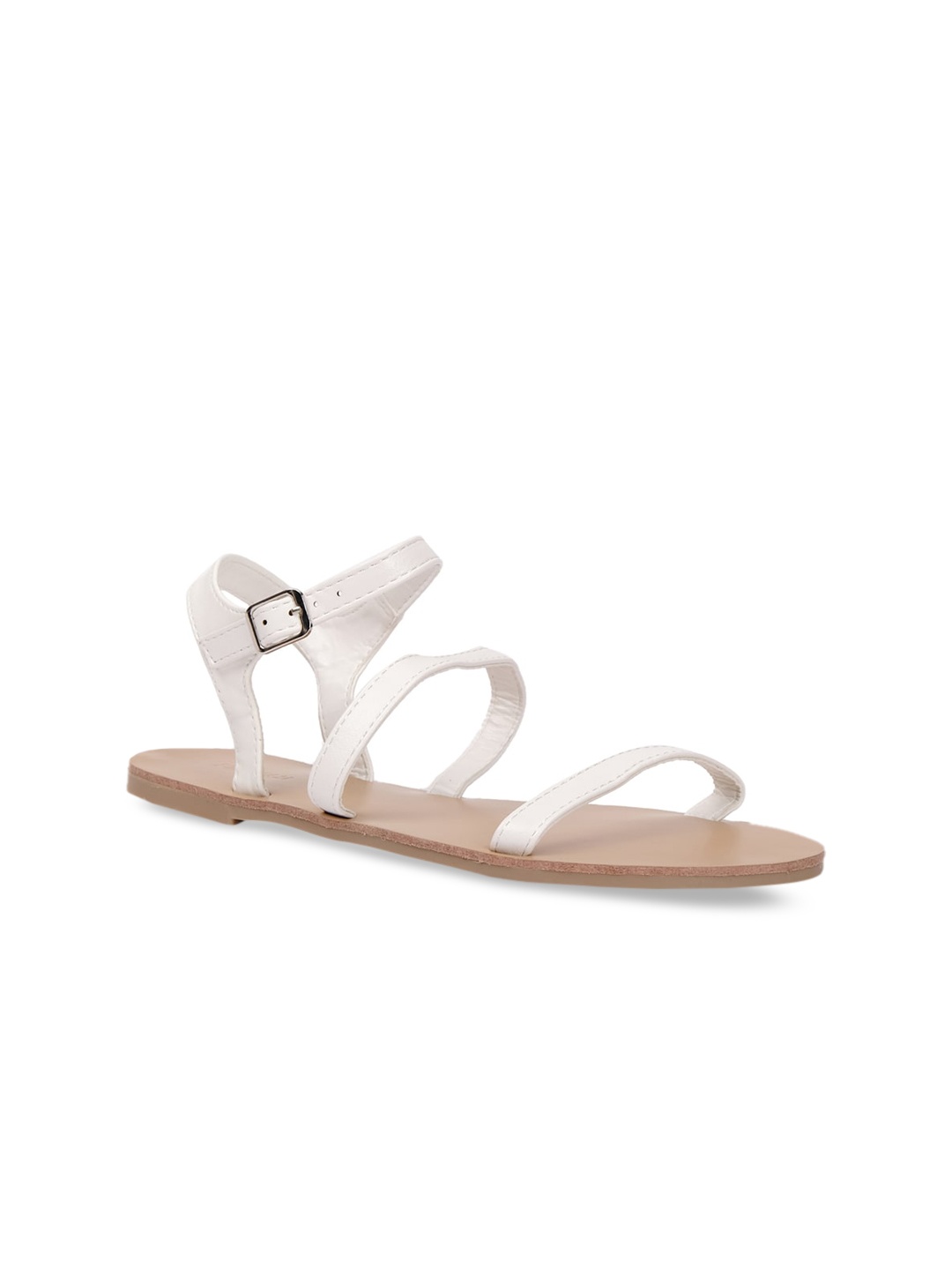 

FOREVER 21 Women White Solid Open Toe Flats