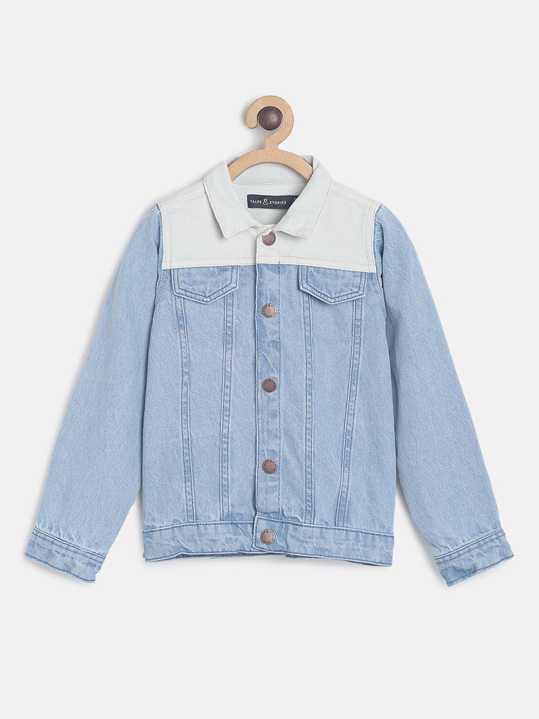 

TALES & STORIES Boys Blue Colourblocked Denim Jacket