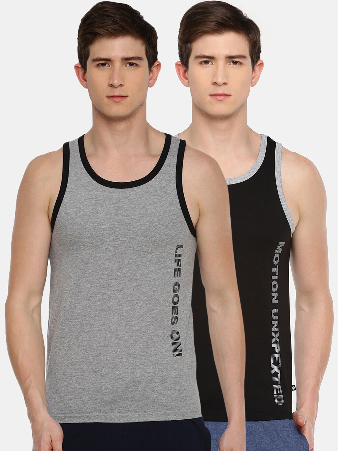 

Dollar Men Pack Of 2 Grey & Black Innerwear Vests AMTT-101-PO2