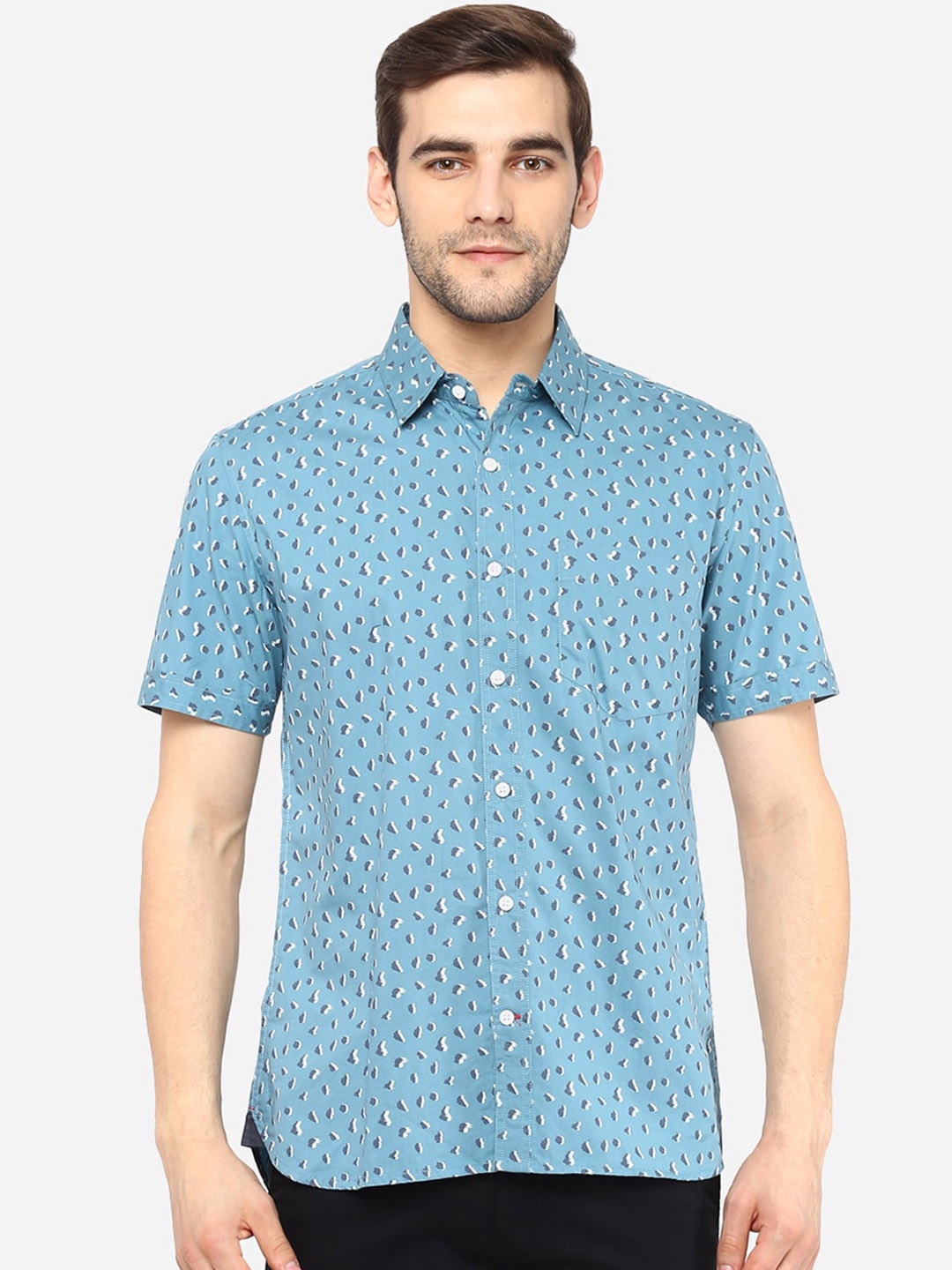 

Red Chief Men Grey Slim Fit Printed Casual Shirt