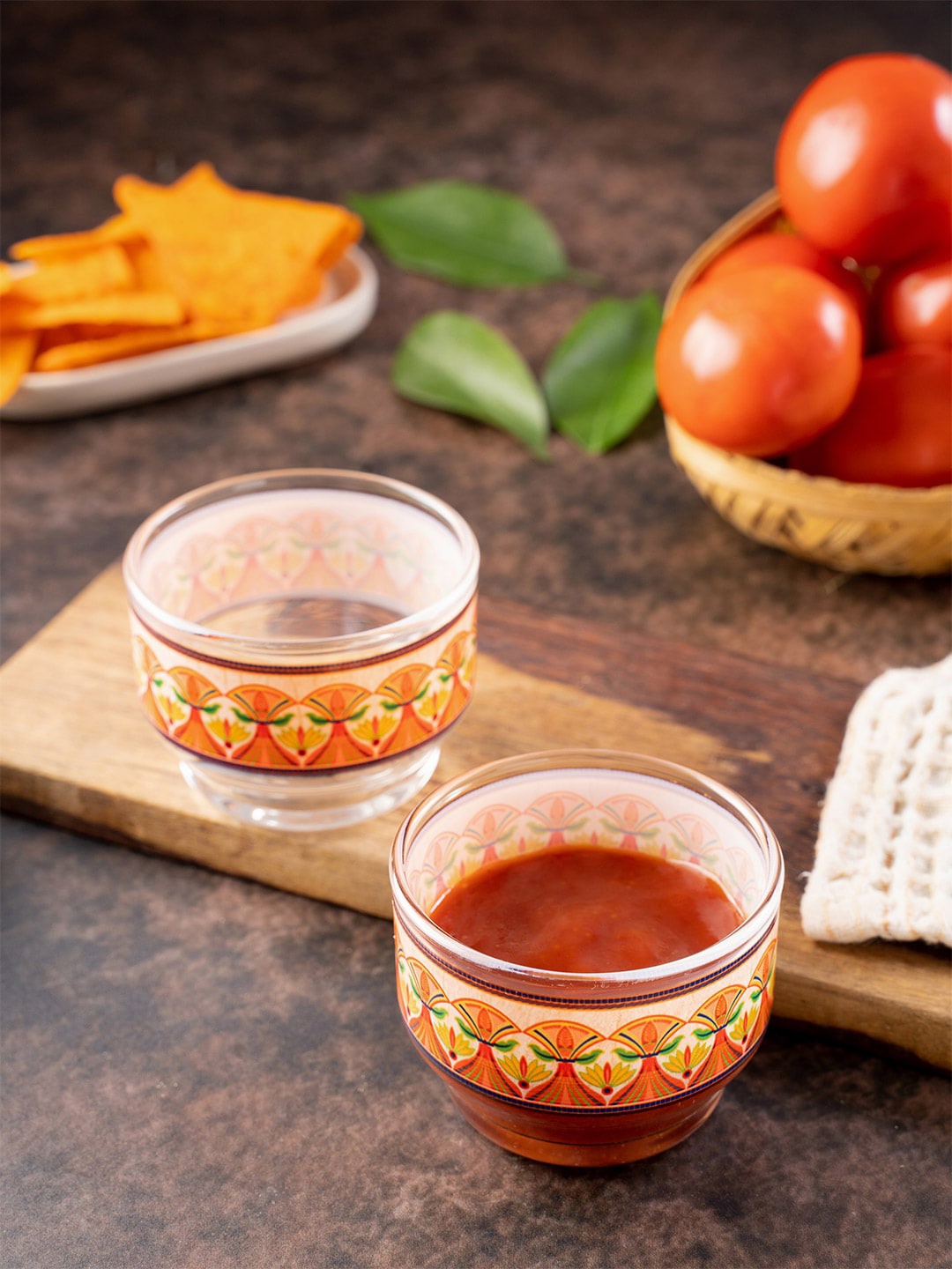 

KOLOROBIA Set Of 2 Multicoloured Sylvan Egyptian Printed Dip Bowls, Multi