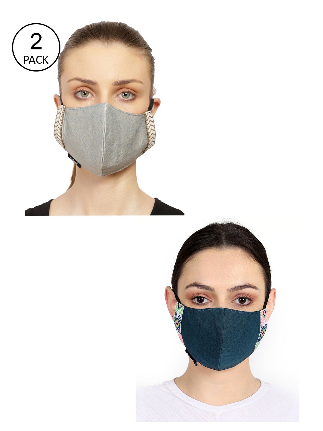 

Anekaant Unisex Pack Of 2 Solid 3-Ply Outdoor Face Masks, Grey