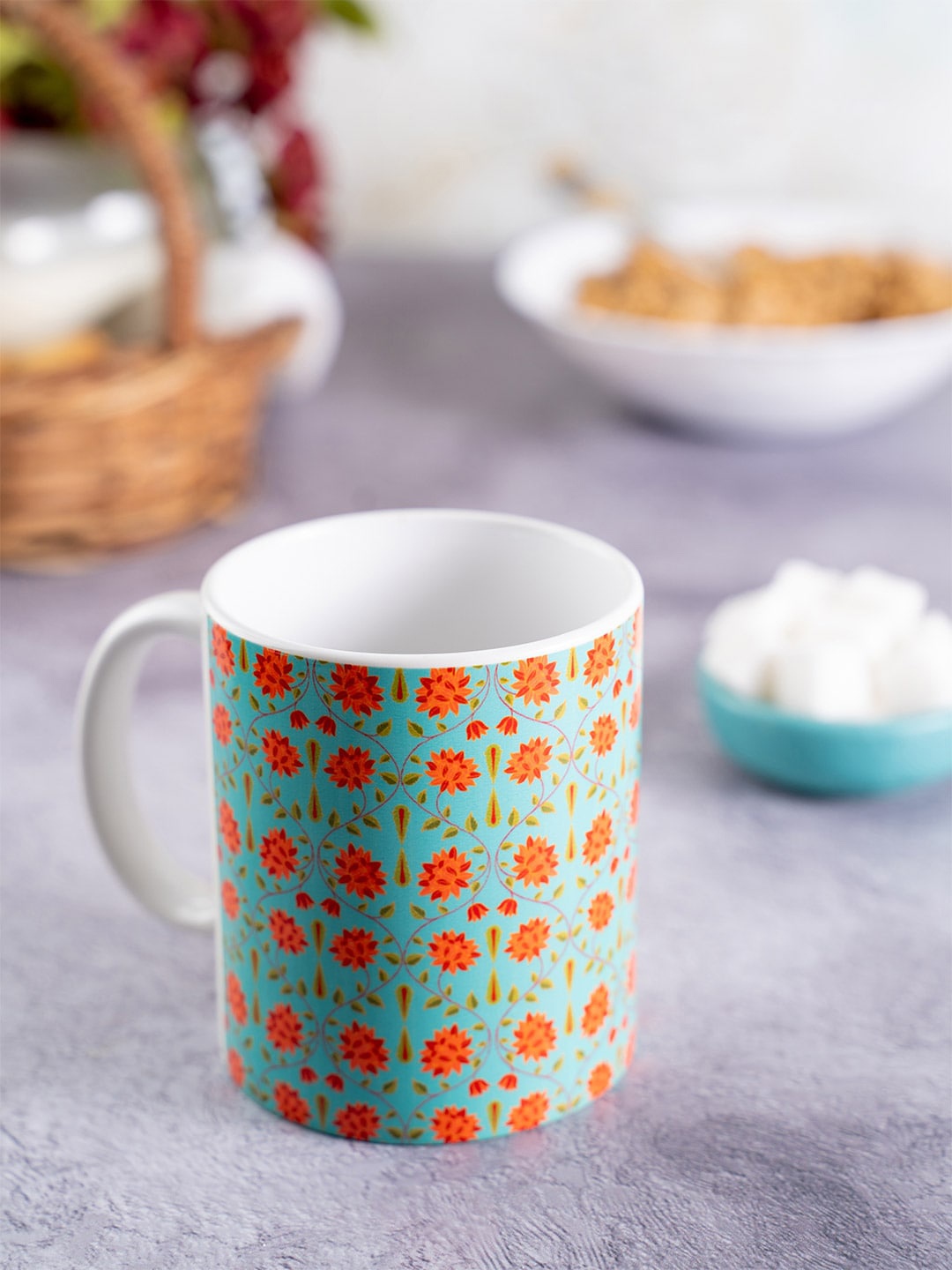 

KOLOROBIA Teal Blue & Red Babur Inspired Classic Ceramic Mug