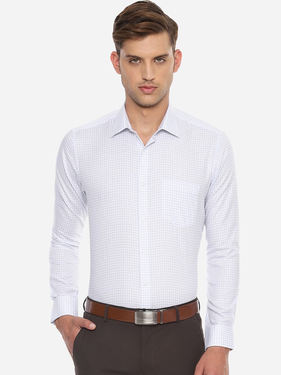 

Van Heusen Men White Regular Fit Checked Formal Shirt