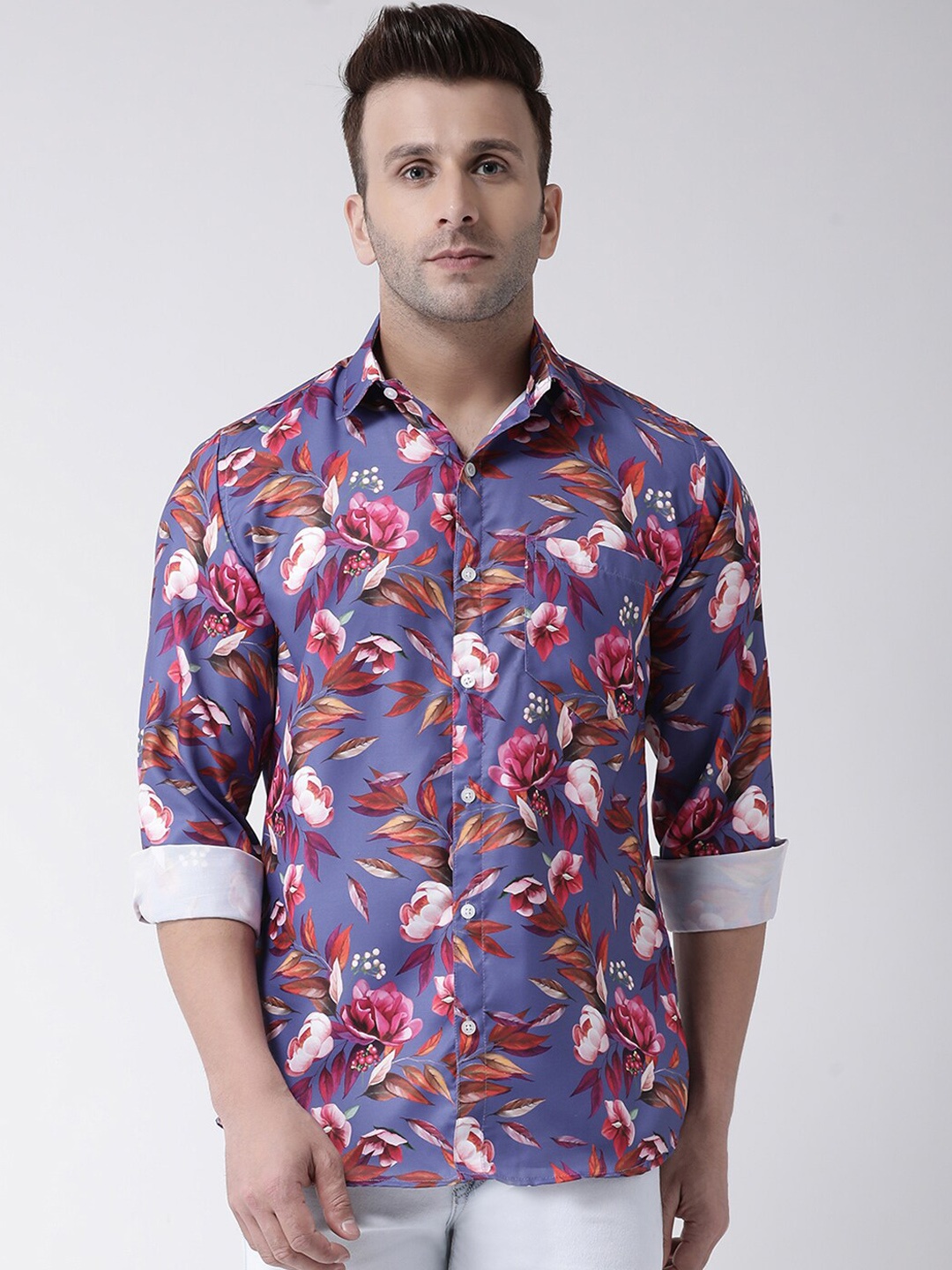 hangup trend Men Purple & Purple Slim Fit Printed Casual Shirt