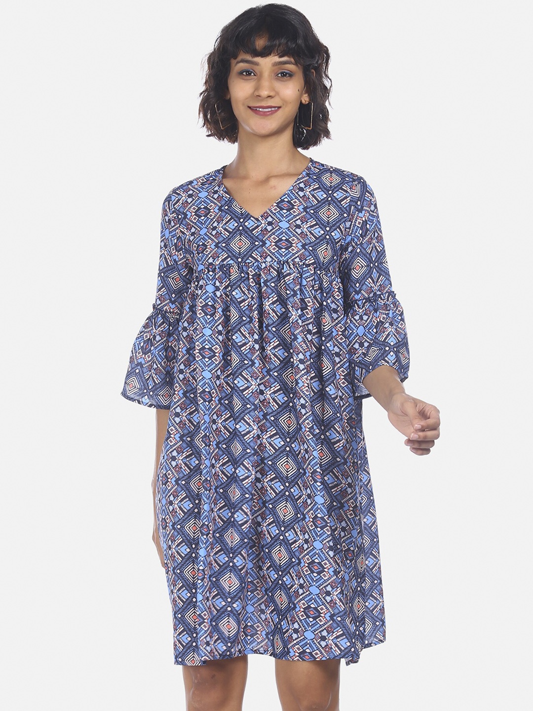 

Cherokee Women Blue & Red Printed A-Line Dress