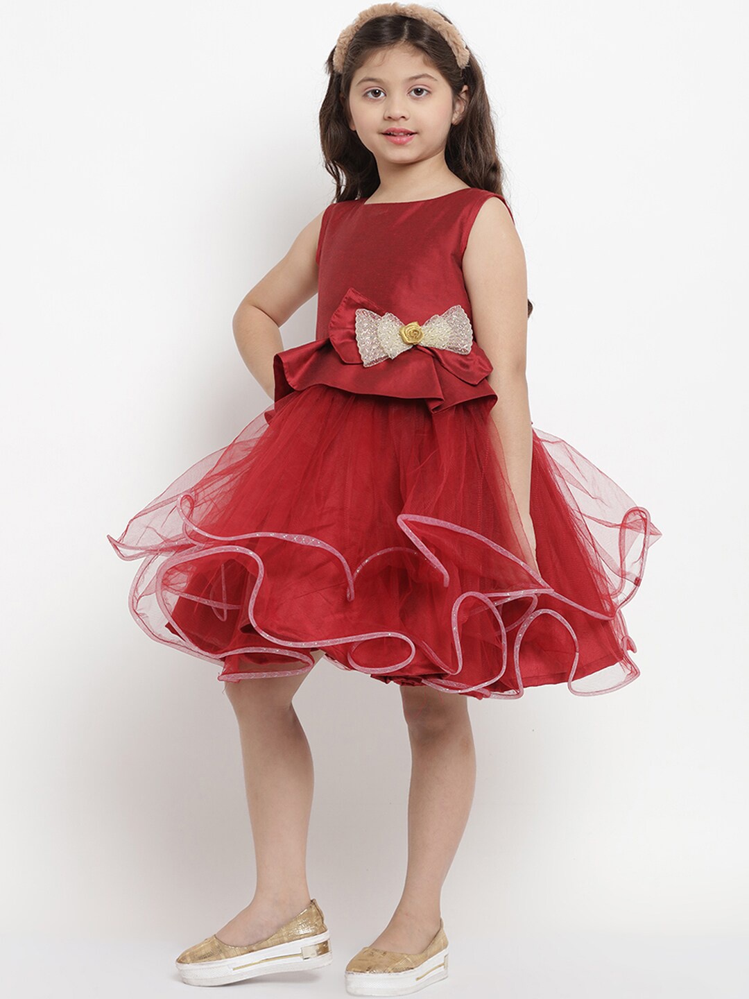 

Bitiya by Bhama Girls Maroon Solid A-Line Dress