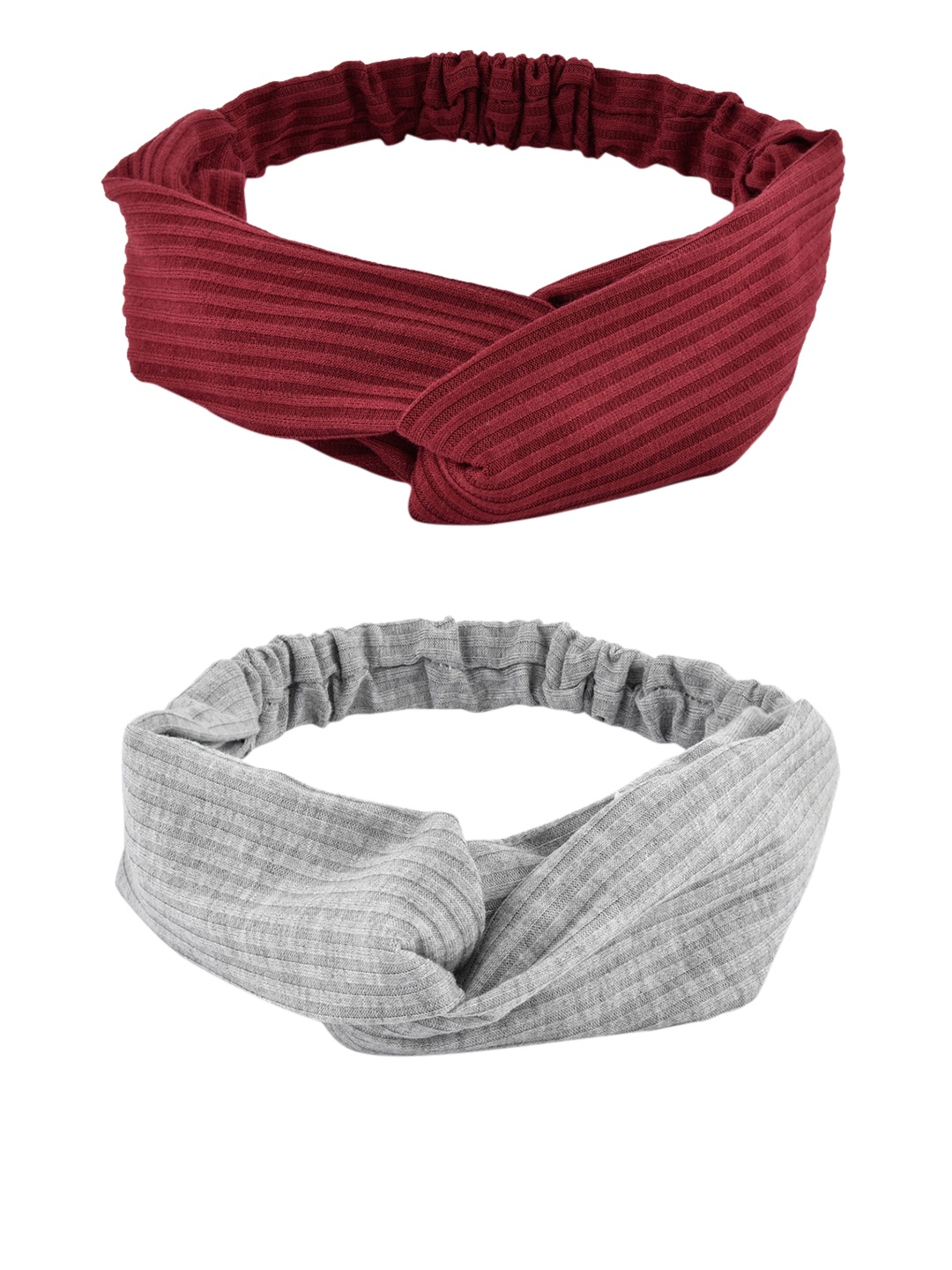 

ToniQ Women Set of 2 Striped Hairbands, Maroon