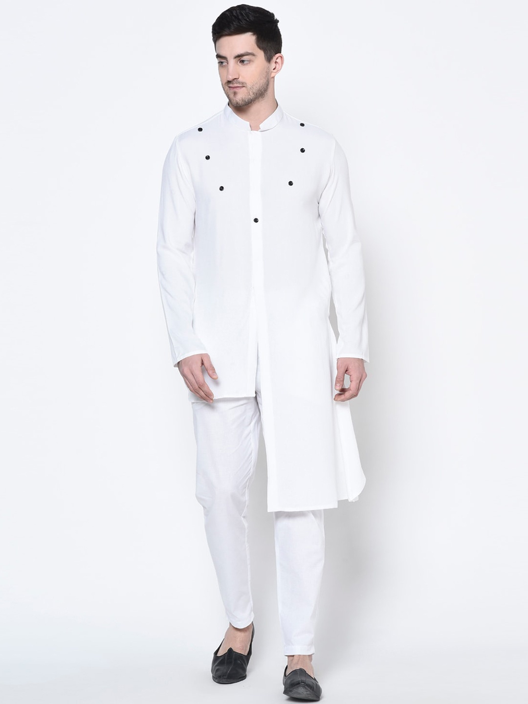 

DEYANN Men White Solid Kurta with Pyjamas