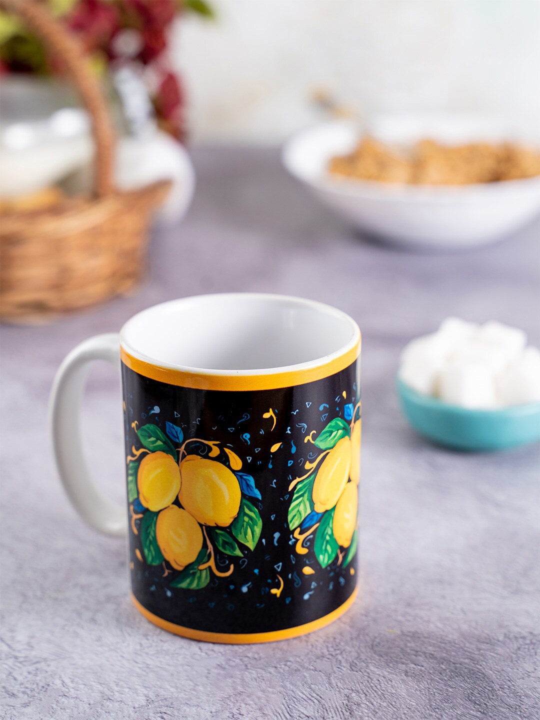 

KOLOROBIA Purple & Yellow Lemon From Italy Classic Ceramic Mug