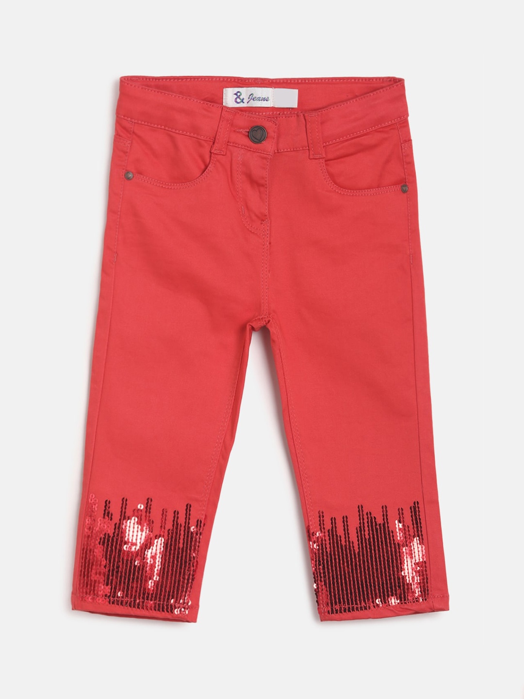 

TALES & STORIES Girls Red Solid Regular-Fit Capris