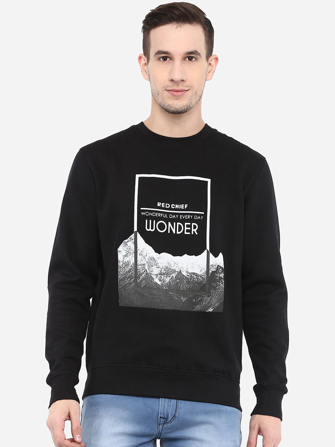 

Red Chief Men Black & Grey Printed Sweatshirt