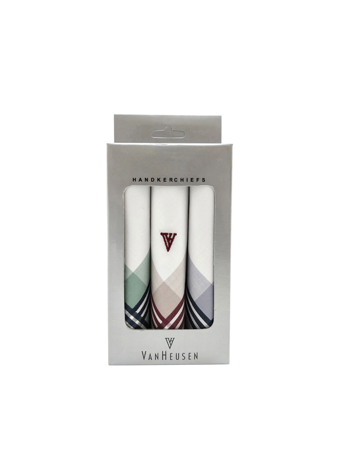 

Van Heusen Men Pack Of 3 White Solid Handkerchief Gift Set
