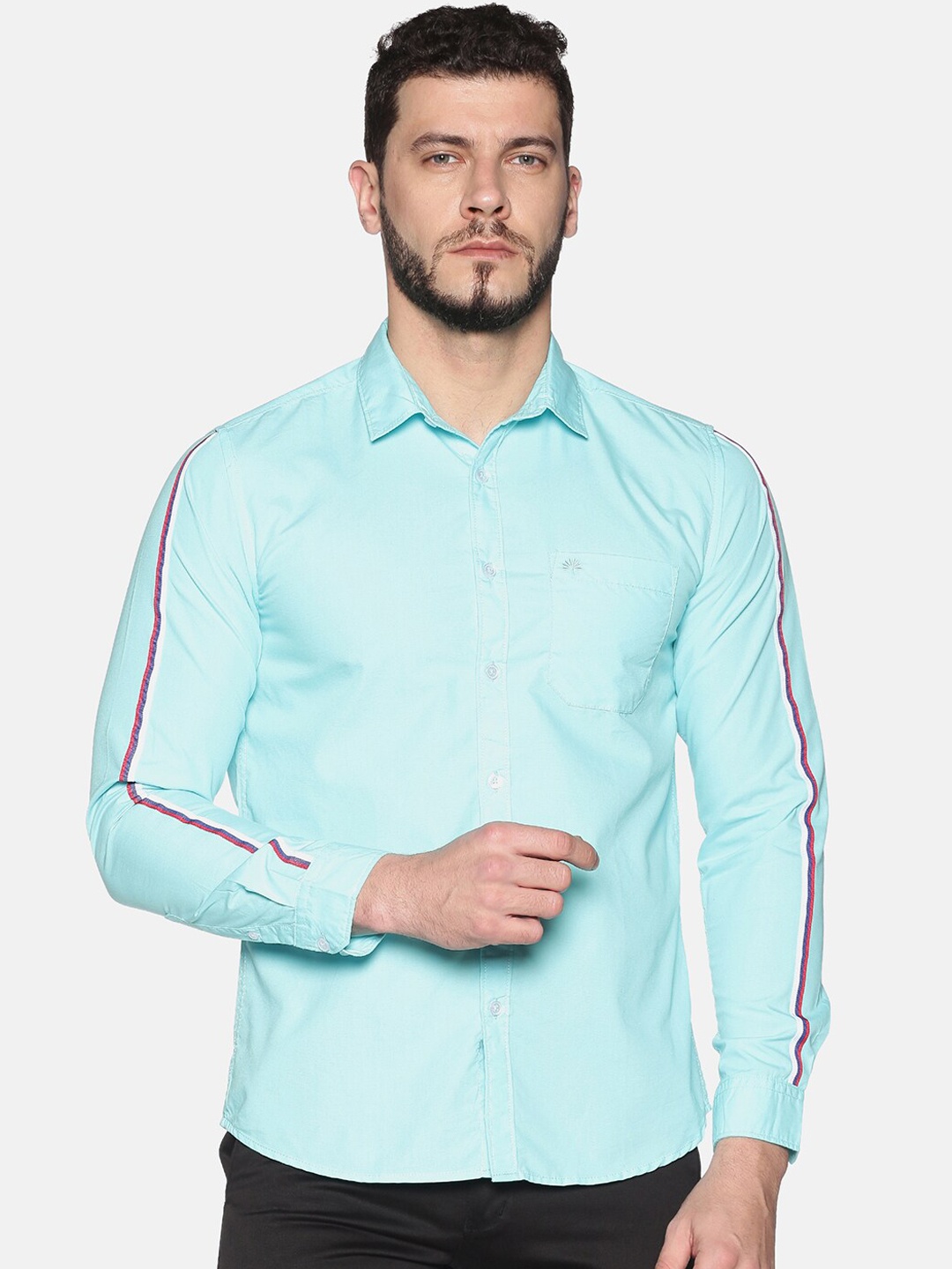 

Chennis Men Turquoise Blue Slim Fit Solid Casual Shirt