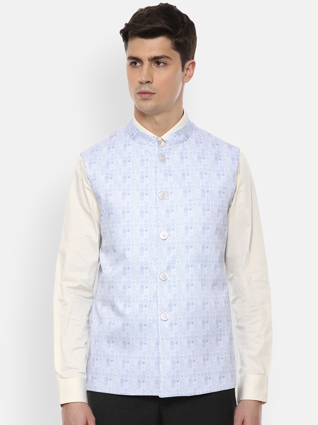 

Van Heusen Men Blue Printed Waistcoat