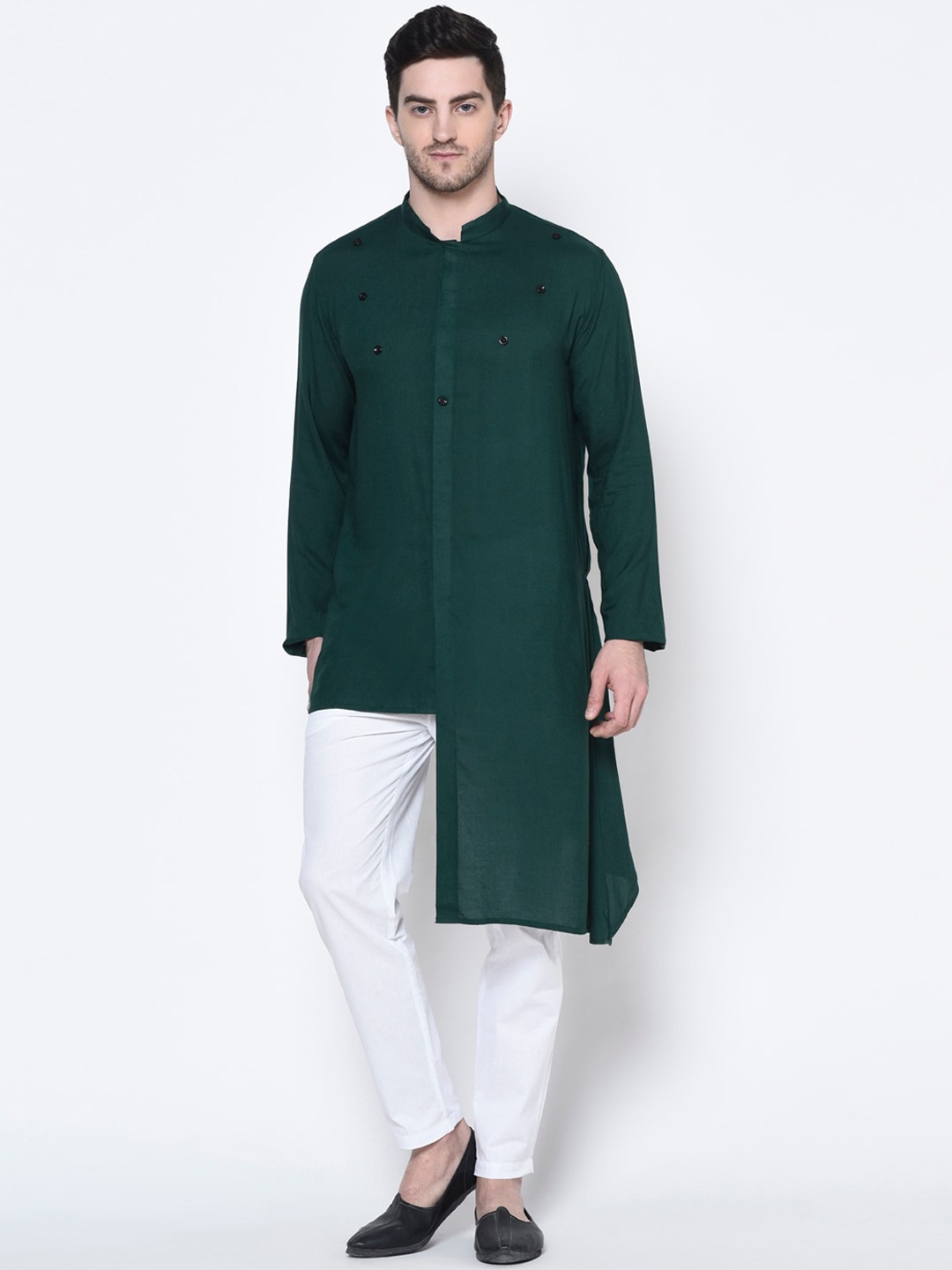 DEYANN Men Green Solid Kurta with Pyjamas