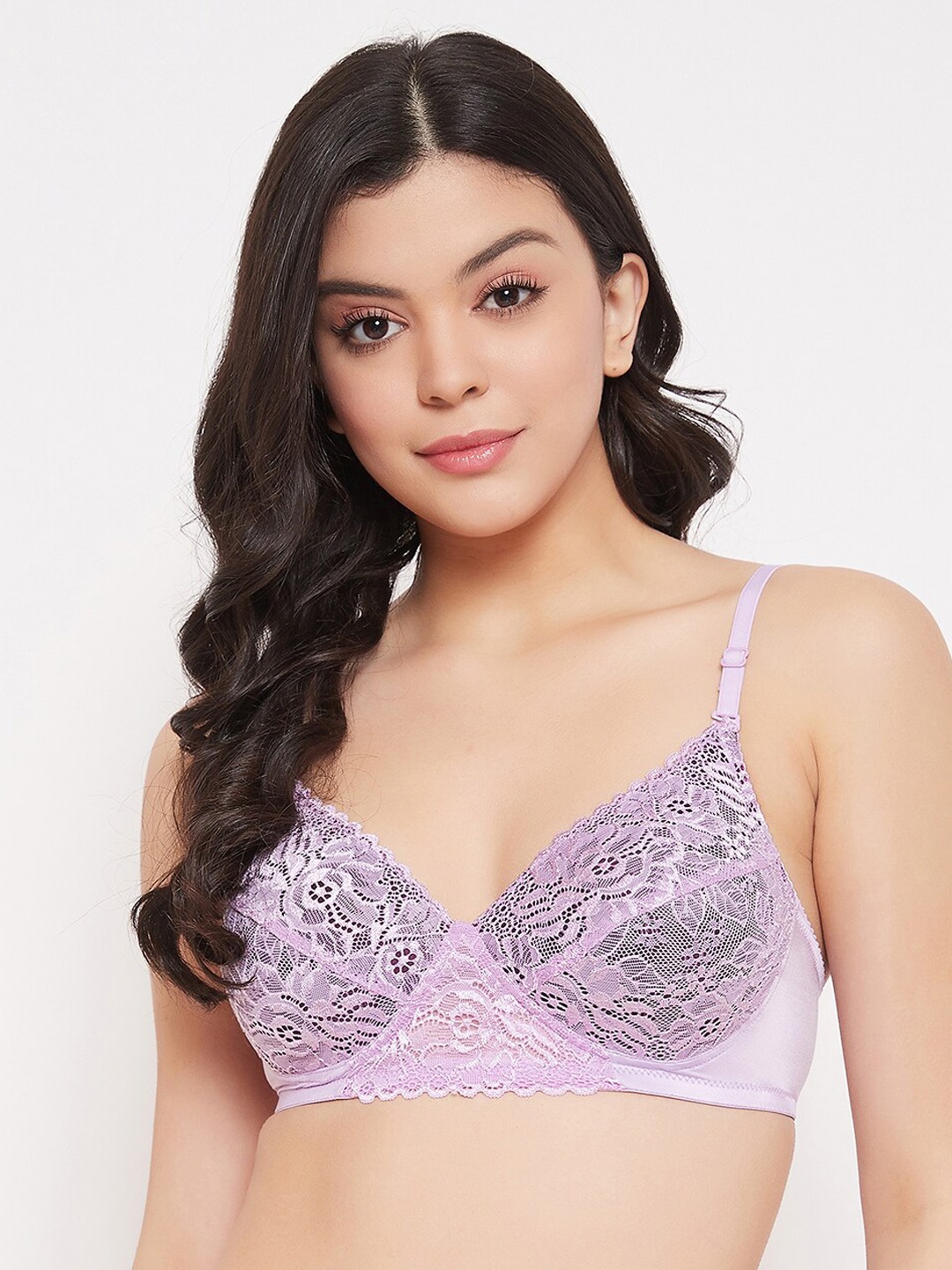 

Clovia Purple Lace Lightly Padded Non-Wired Everyday Bra BR2110P12