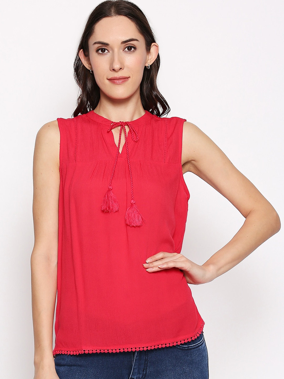 People Women Pink Solid Top