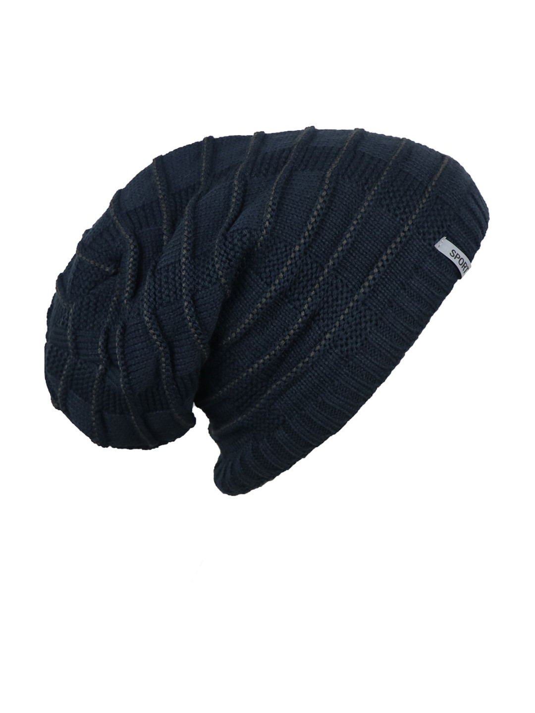 

iSWEVEN Unisex Blue Self-Design Woven Expandable Beanie