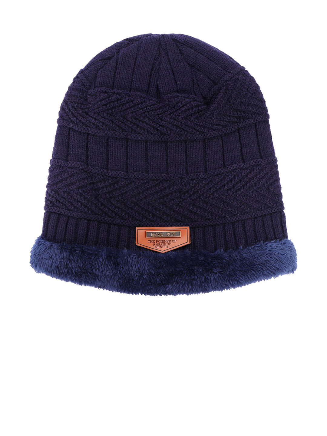 

iSWEVEN Unisex Navy Blue Self-Design Beanie
