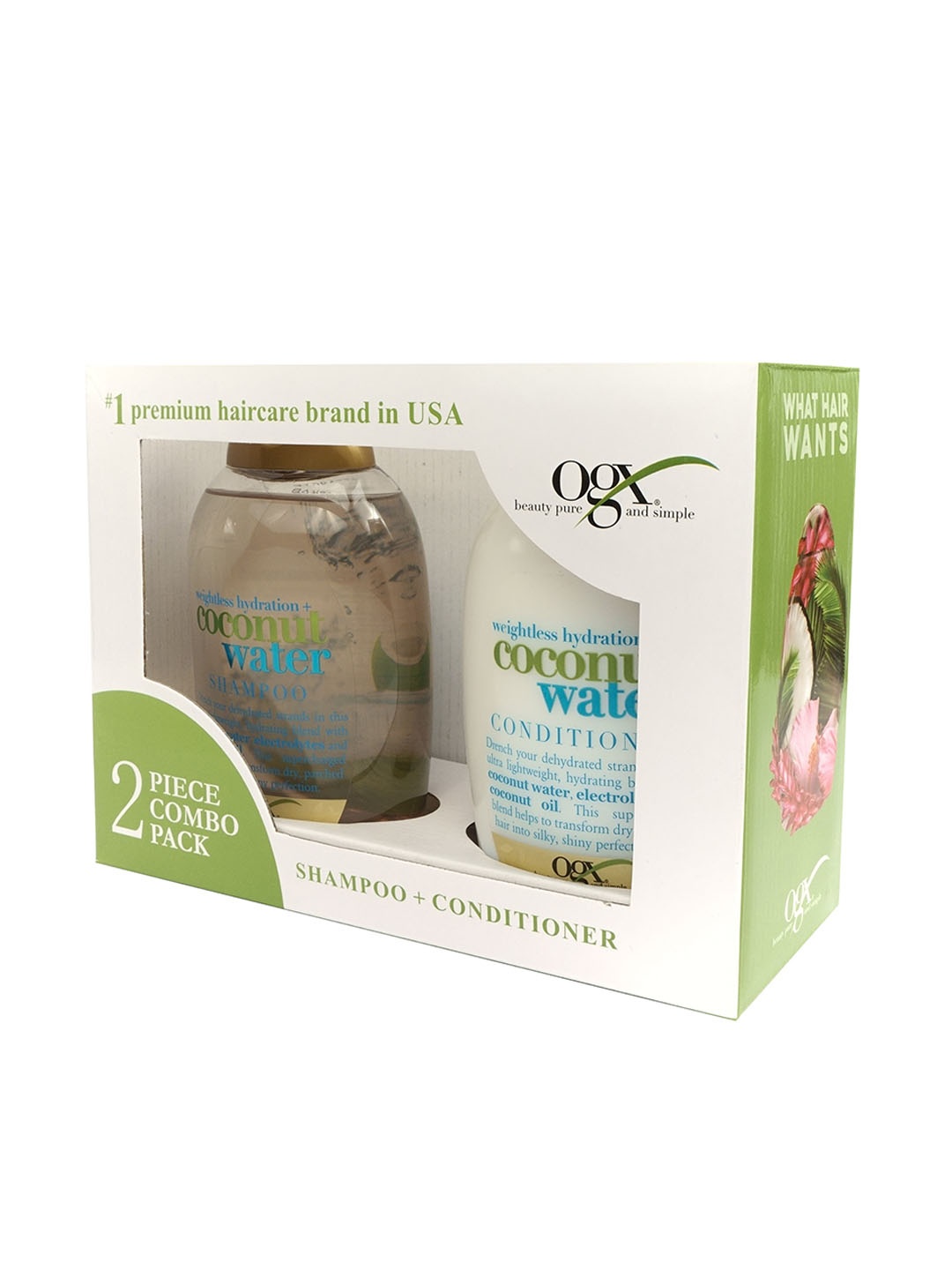

OGX Unisex Weightless Hydration Coconut Water Shampoo & Conditioner Combo 770 ml, White