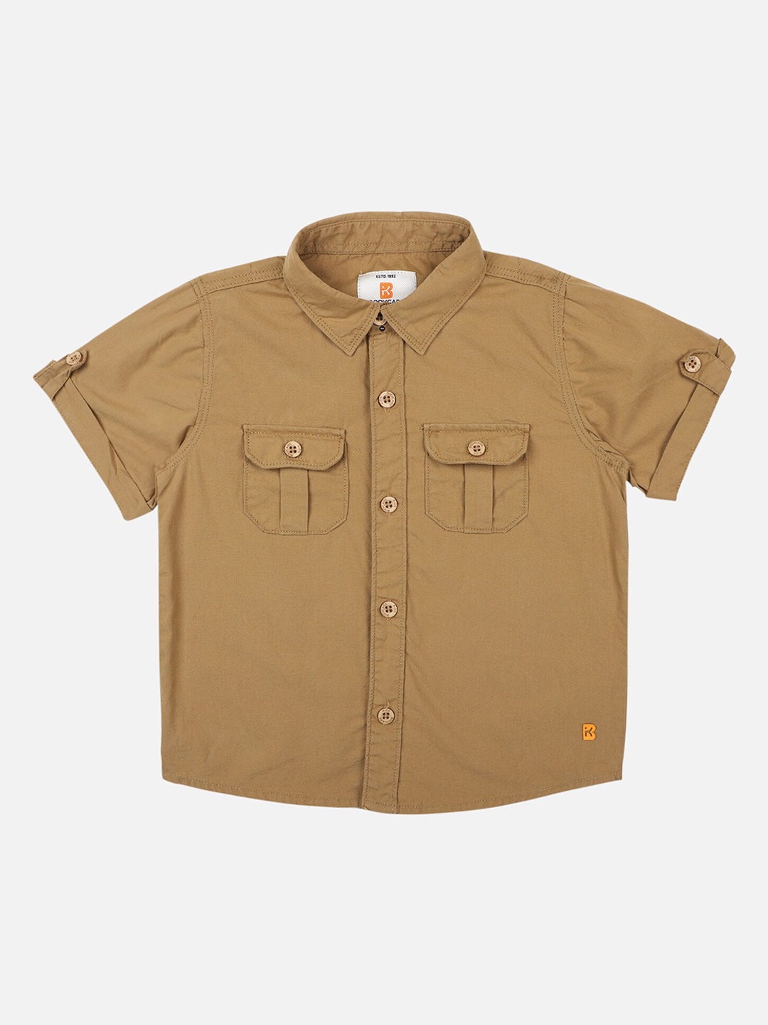 

Bodycare First Boys Beige Slim Fit Solid Cotton Casual Shirt