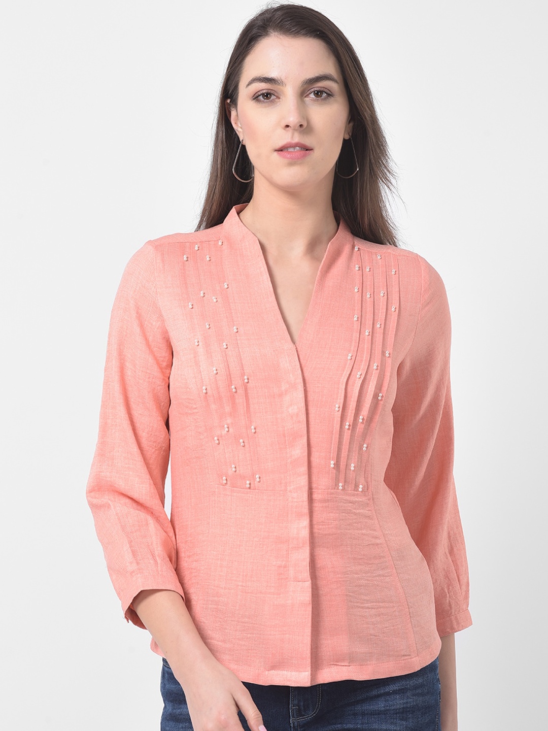 

Latin Quarters Women Peach Embellished Top