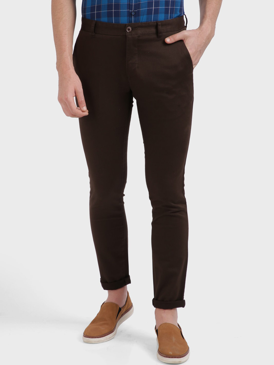 

Parx Men Brown Tapered Fit Solid Regular Trousers