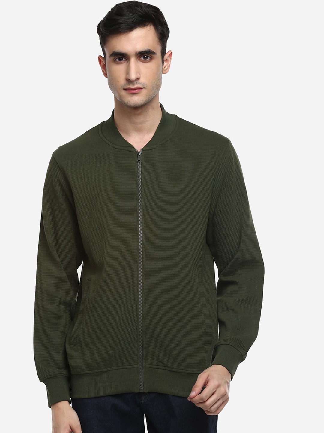 

Red Chief Men Olive Green Solid Sweatshirt