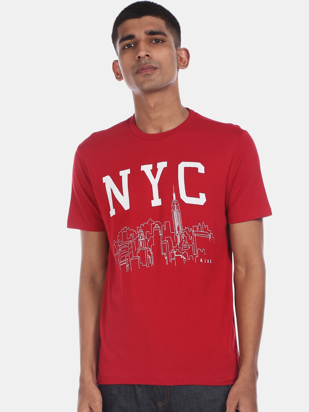 

Aeropostale Men Red Printed Round Neck T-shirt