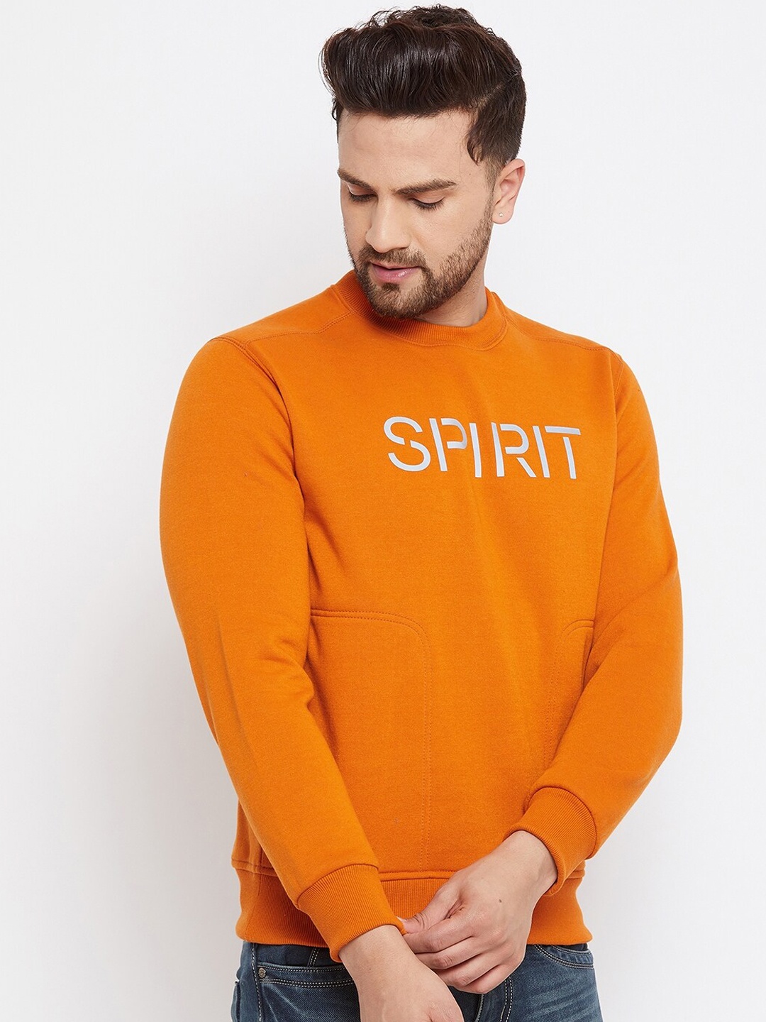 

Spirit Men Orange Printed Sweatshirt
