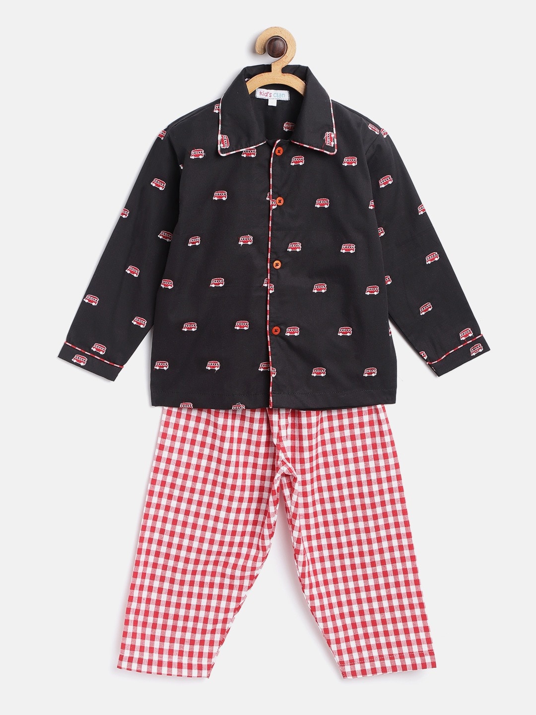 

Kids Clan Unisex Kids Black & Red Night Suit