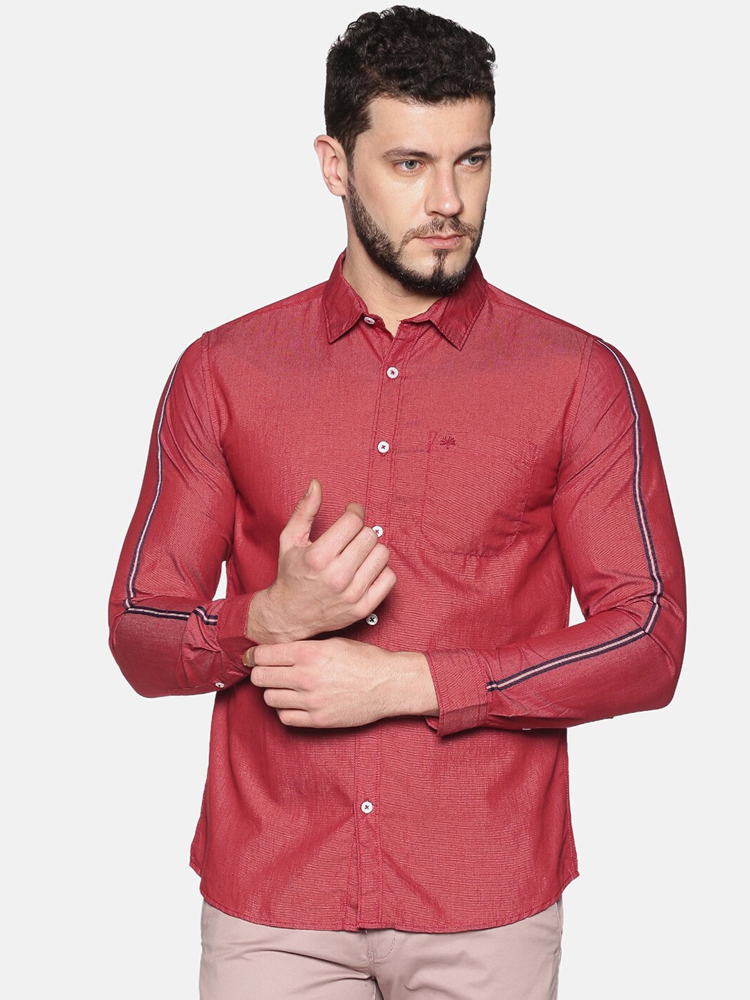

Chennis Men Maroon Slim Fit Solid Cotton Casual Shirt