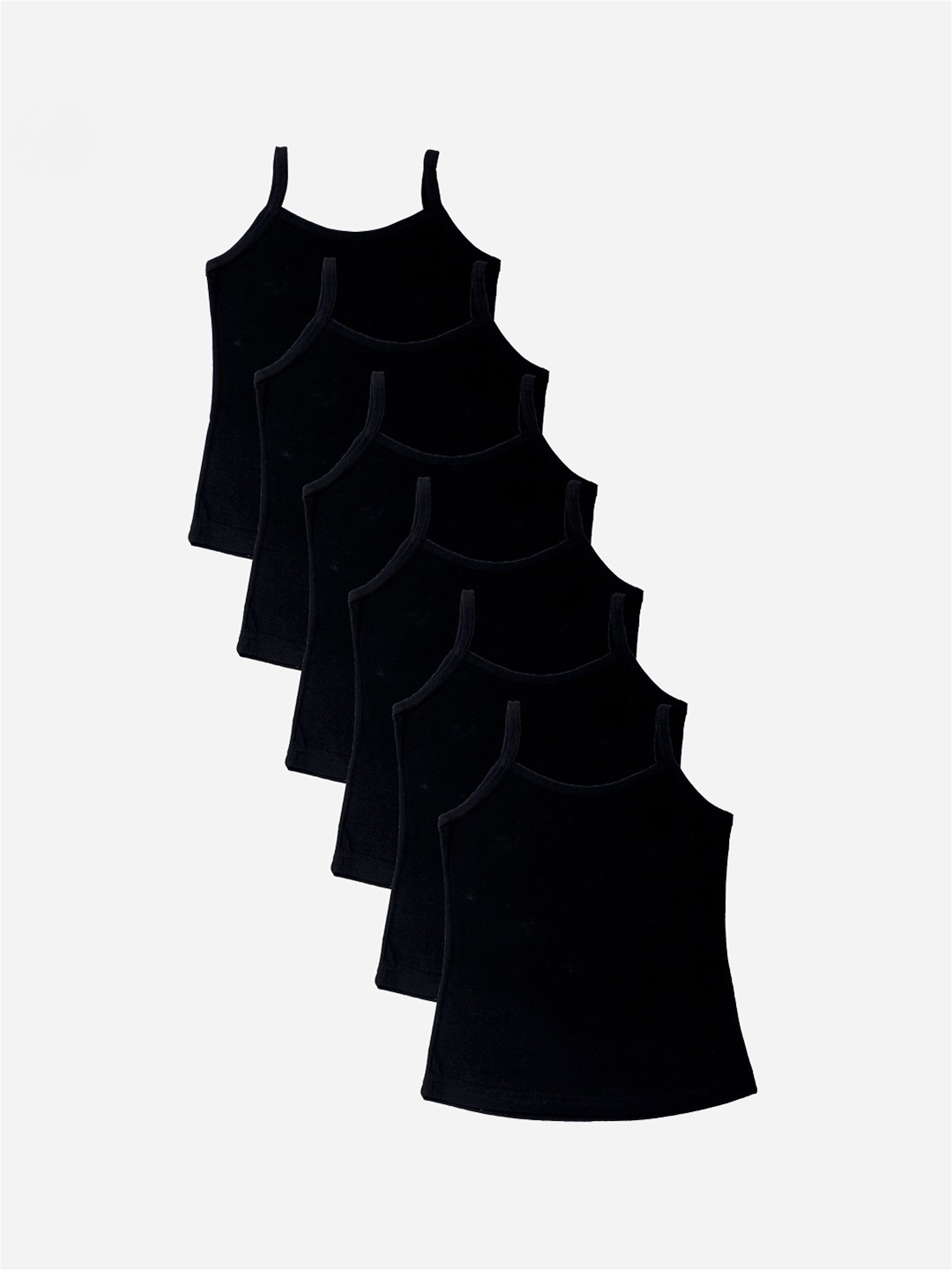 

Bodycare Kids Girls Pack Of 6 Black Solid Camisoles