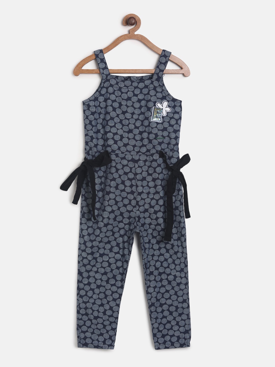 TALES & STORIES Infant Girls Blue & White Printed Basic Jumpsuit