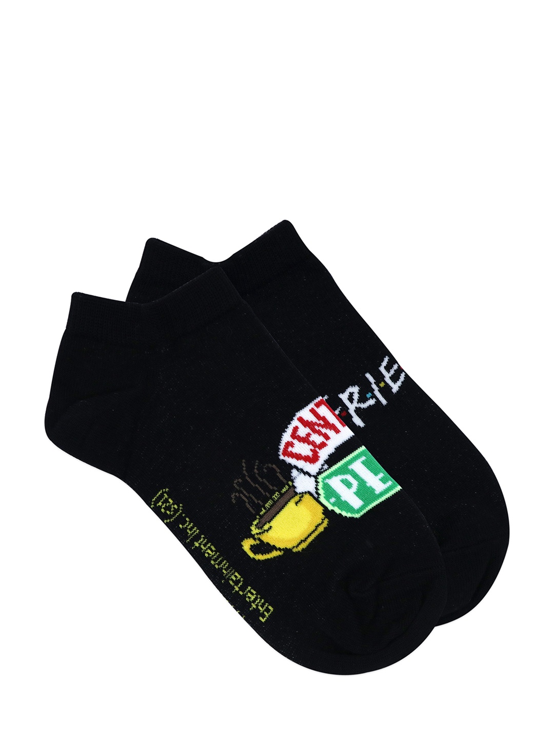 

Balenzia Women Pack of 2 Black & White Friends Series Patterned Ankle-Length Socks