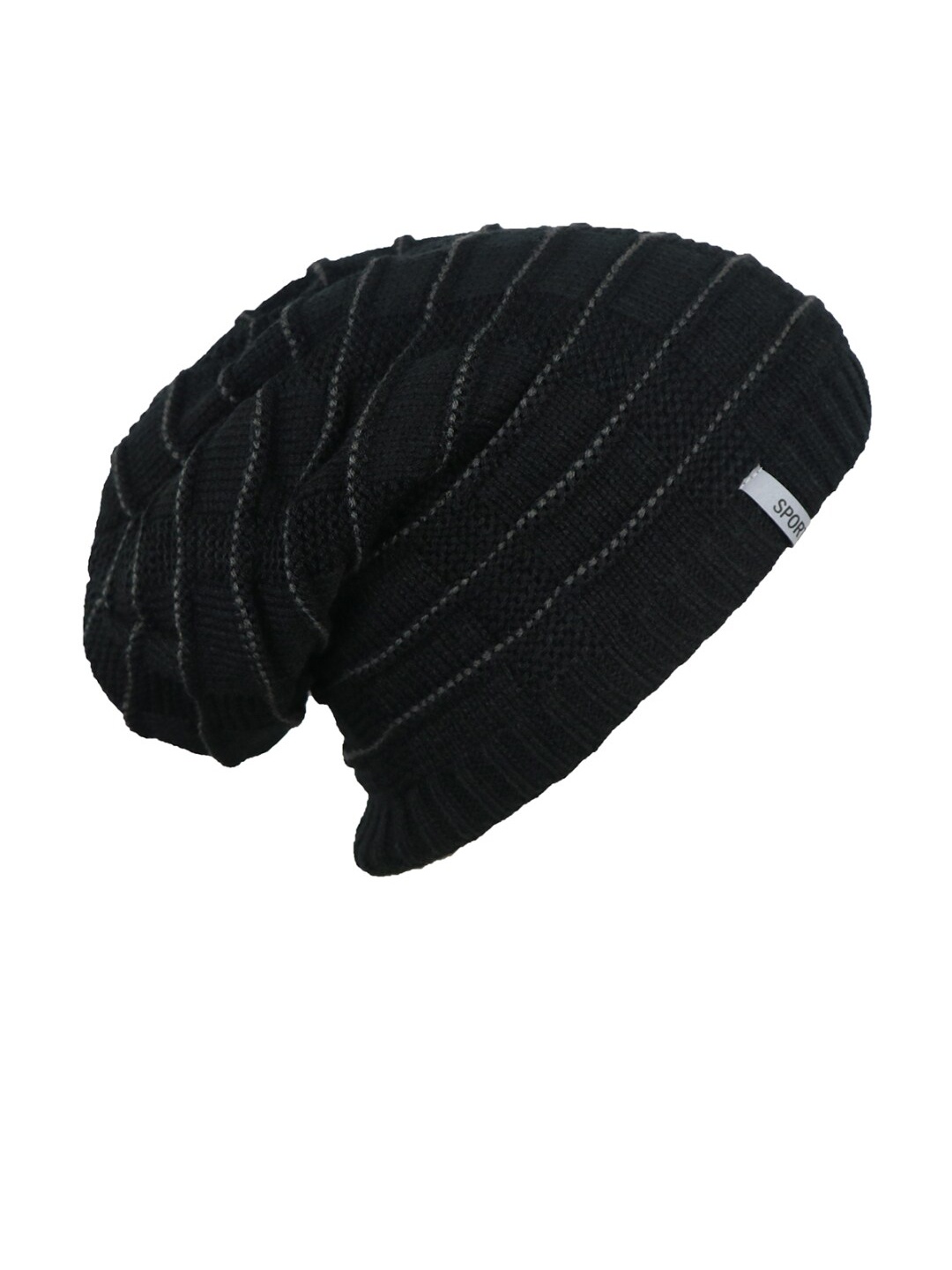 

iSWEVEN Unisex Black Self-Design Beanie