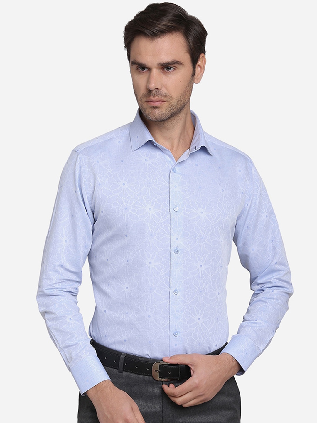 

METAL Men Blue Slim Fit Printed Casual Shirt
