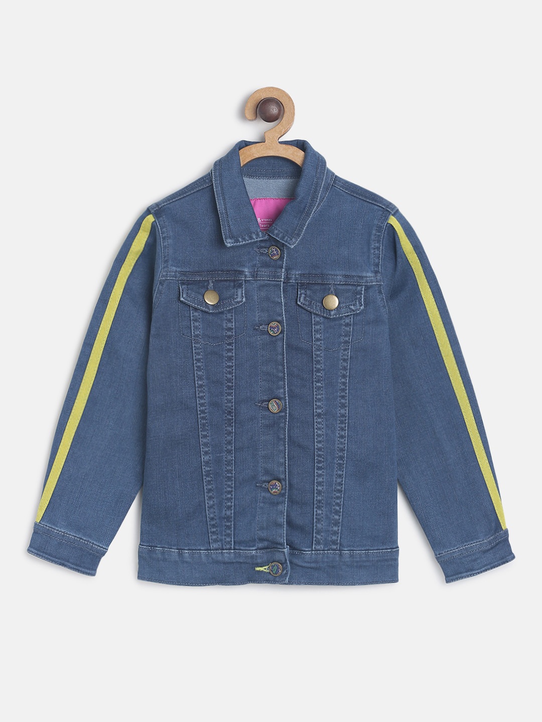 

TALES & STORIES Girls Blue Solid Denim Jacket