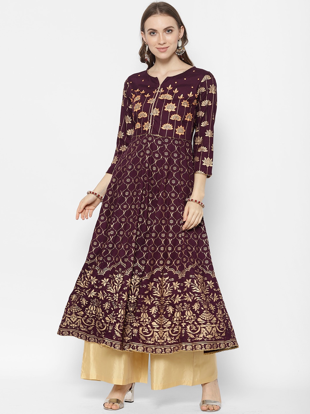 

Ramas Women Burgundy Printed Anarkali Kurta