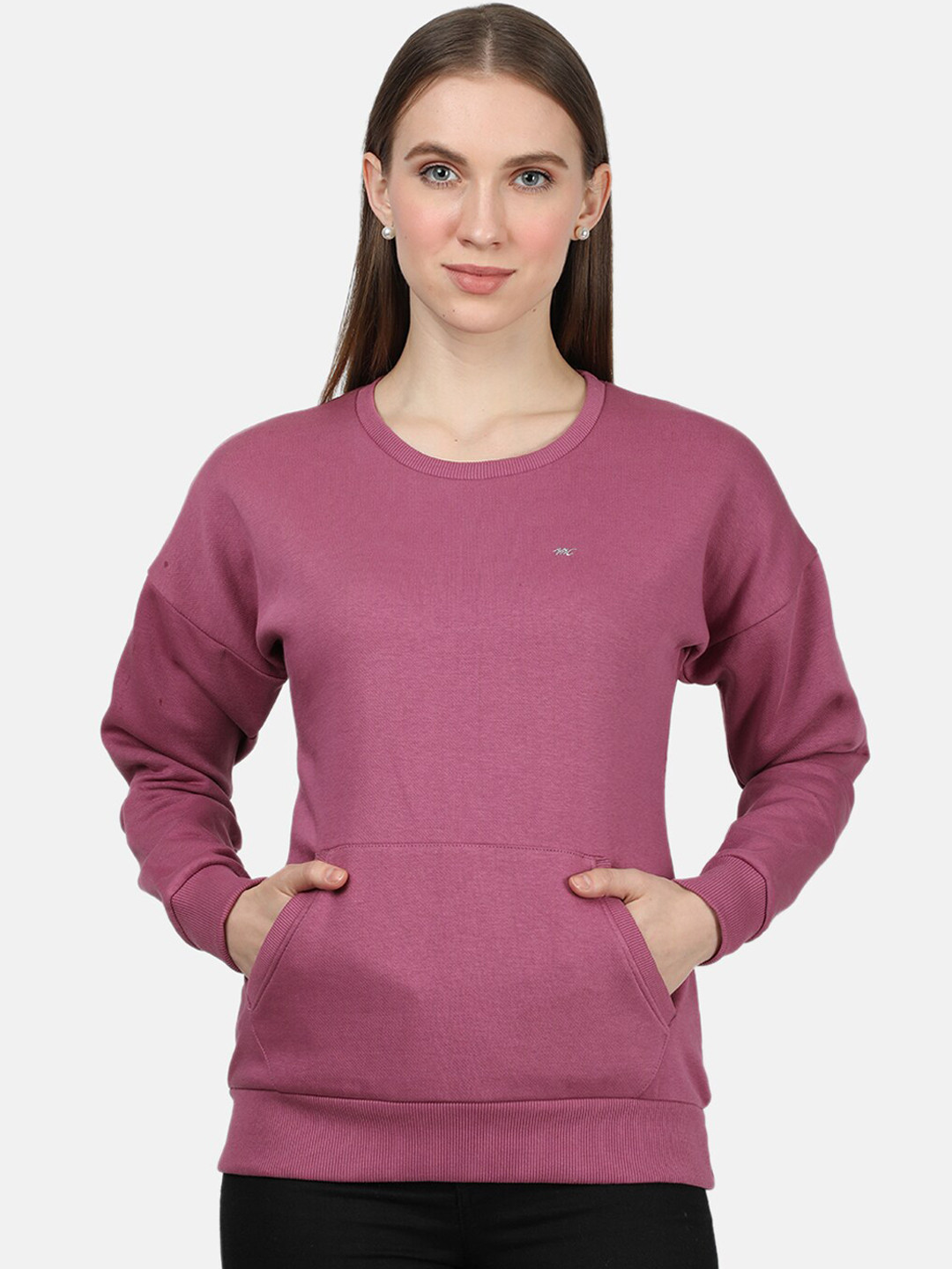 

Monte Carlo Women Mauve Solid Sweatshirt