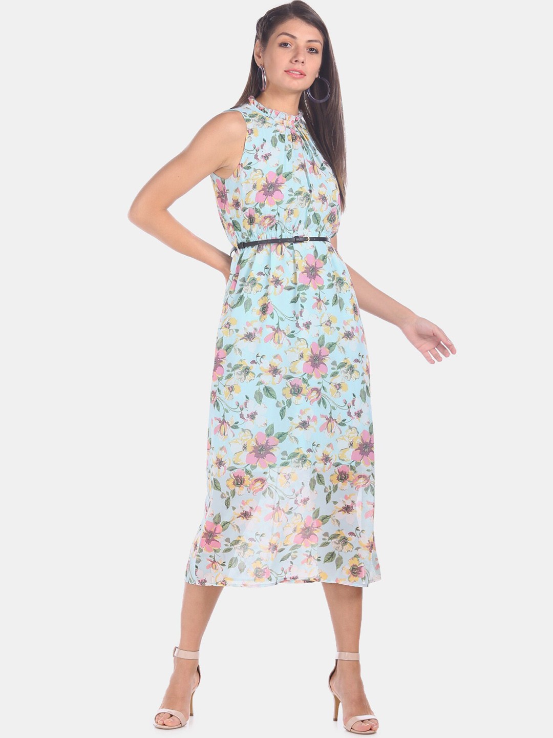 

Cherokee Women Blue & Pink Printed A-Line Dress