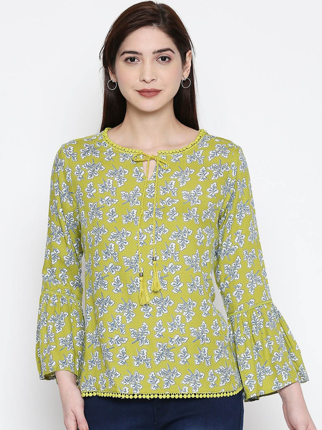 

People Women Green Printed Top