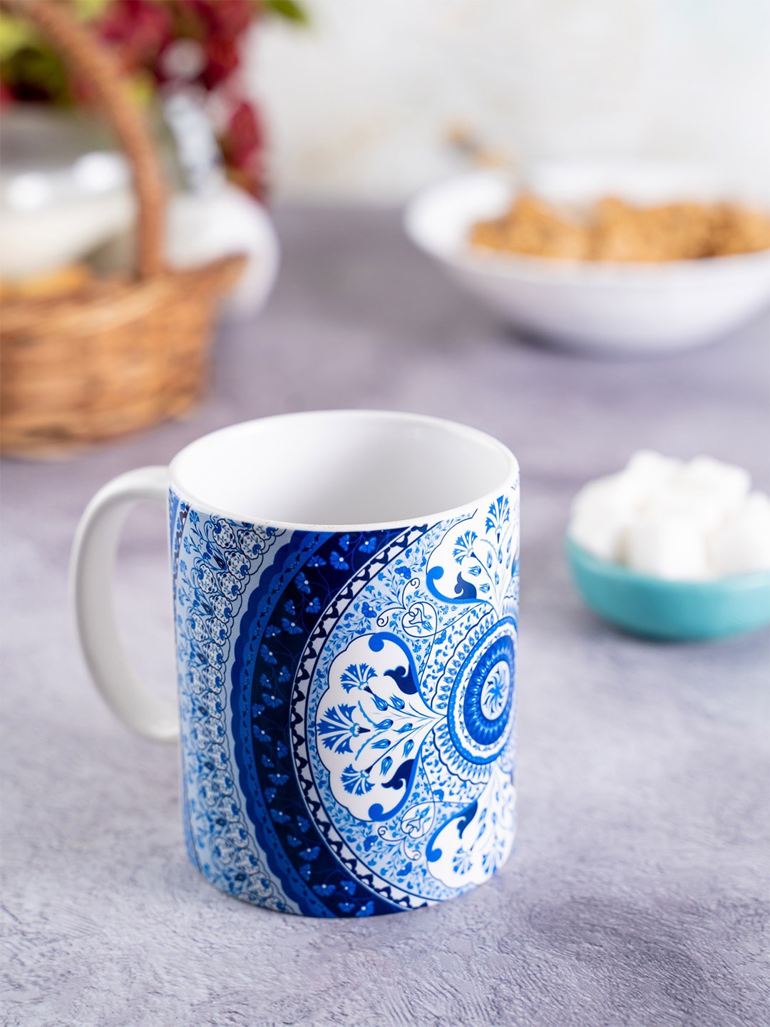 

KOLOROBIA Blue & White Printed Ceramic Pristine Turkish Classic Mug