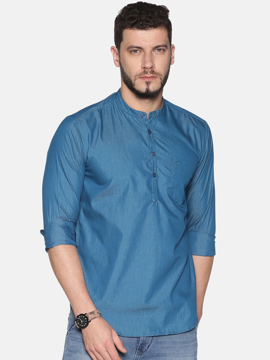 

Chennis Men Teal Solid Straight Kurta