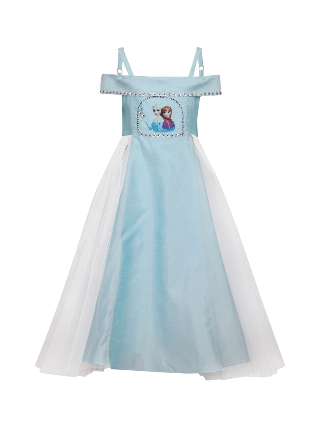 

A Little Fable Girls Blue Printed Maxi Dress
